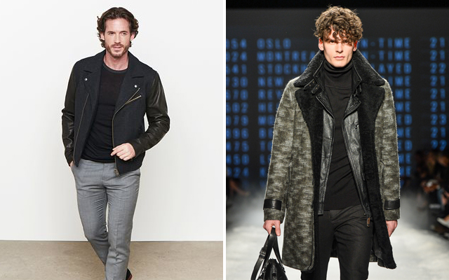 Leather Jacket [Shown above (L-R): Danier Beck & Wool leather biker and a Rudsak black leather jacket worn under a Shearling coat]