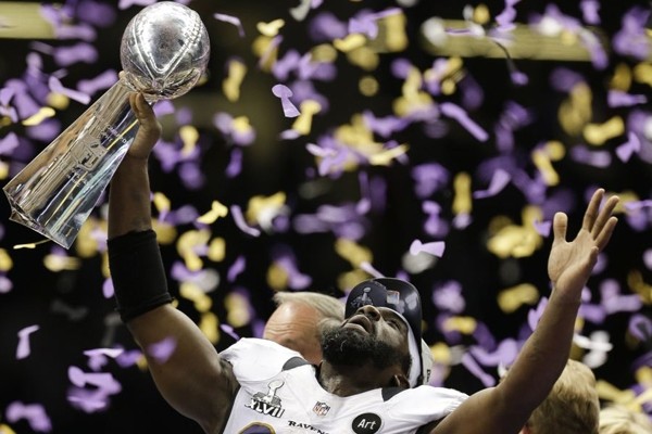 Above: The Baltimore Ravens triumph over the San Francisco 49ers in one of the most exciting Super Bowls in years