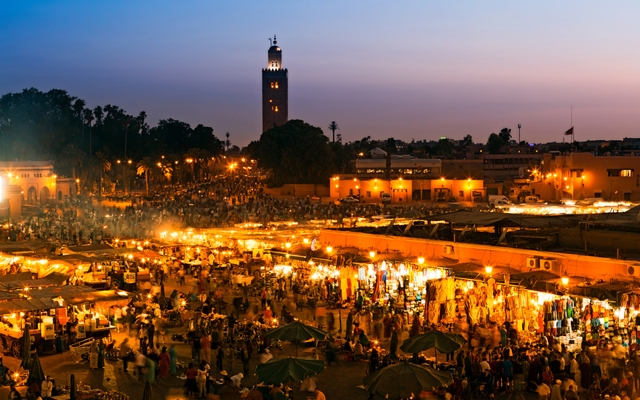 Above: The Jemaa el Fna Square at sunset in Marrakesh, Morocco (Photo: posztos/Shutterstock)