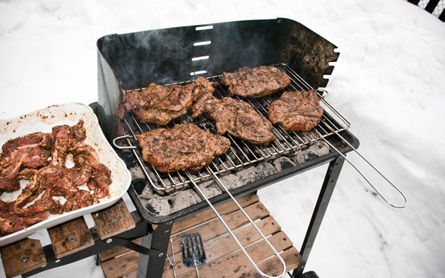 Above: Follow these few tips for grilling in the cold