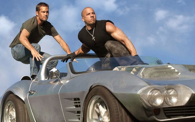 Above: Paul Walker and Vin Diesel in 'Furious 7'