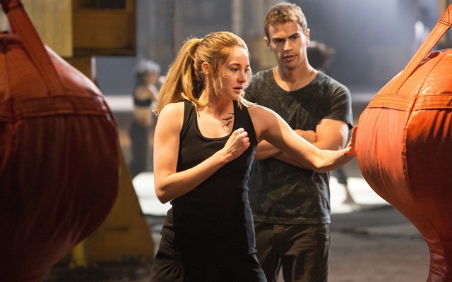 Above: Shailene Woodley and Theo James star in 'The Divergent Series: Insurgent'