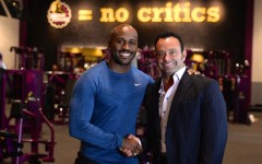 Above: 'Biggest Loser' trainer Dolvett Quince with Planet Fitness CEO Chris Rondeau at Canada's first Planet Fitness location (Photo credit: Teddy Chau)