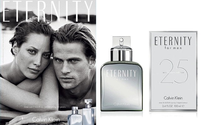 Above: The 25th anniversary edition of the 'Eternity' ad with Christy Turlington & Mark Vanderloo