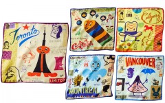 Above: Gary Taxali's Canadiana-themed pocket squares, exclusive to Harry Rosen