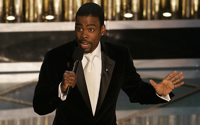Above: It's take two for Chris Rock at the Oscars