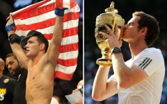 Above: Chris Weidman wins middleweight title fight at UFC 162 / Andy Murray wins Wimbledon