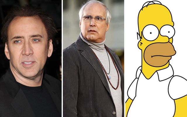 Above: Nicholas Cage, Chevy Chase and Homer Simpson