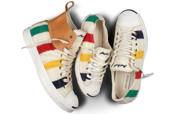 Above: The Converse Jack Purcell X Hudson's Bay sneaker collection