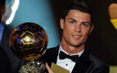 Above: Cristiano Ronaldo accepts the 2013 FIFA Ballon d'Or
