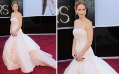 Above: Jennifer Lawrence on the red carpet at the 85th annual Academy Awards