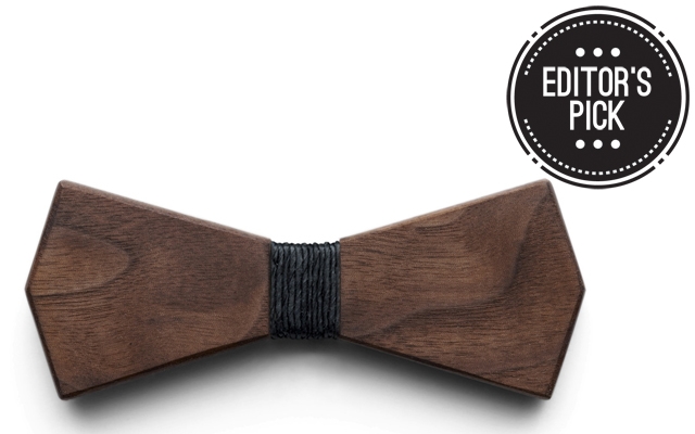(Above: BÖ by Mansouri's "Arrow Dark" wooden bow tie is made with North American walnut, Israeli leather & artisanal Austrian paper twine)