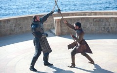 Above: The Mountain (Hafthor Bjornsson) and The Viper (Pedro Pascal) fight to the death (Photo: HBO)