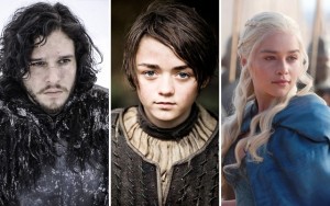 Above: Jon Snow, Arya Stark and Daenerys Targaryen are set to return to HBO on April 12th