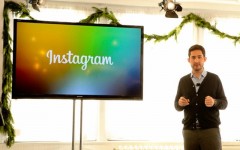 Above: Instagram founder Kevin Systrom at an event in New York today