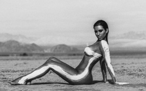 Above: Kim Kardashian West shows off her amazing pre-pregnancy bod in nude desert shoot