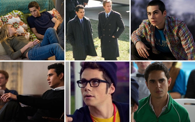 Above clockwise: Dylan O’Brien in The First Time, Max Minghella in The Ides of March, O'Brien in Teen Wolf, Minghella in The Social Network, O’Brien in The Internship and Minghella in The Internship