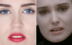 Miley Cyrus's 'Wrecking Ball' video and Sinead O'Connor's 'Nothing Compares 2 U' video (Screencaps: YouTube)