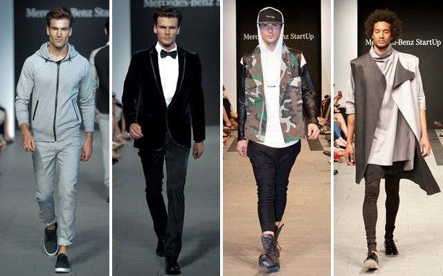 Above L-R: Mercedes-Benz Start Up semi-final runway looks from: Faded Lifestyle, HD Homme, Hip and Bone and Pedram Karimi