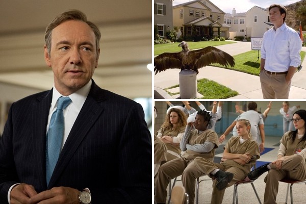 Above clockwise: House of Cards, Arrested Development and Orange Is The New Black