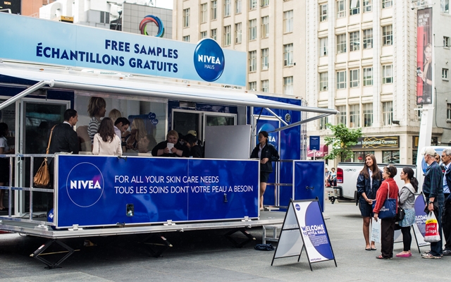 Above: The Nive Haus mobile unit at  Yonge & Dundas Square in Toronto on Tuesday June 11, 2013