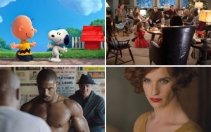 Above (clockwise): The Peanuts Movie, Love The Coopers, The Danish Girl and Creed all hit theatres this month