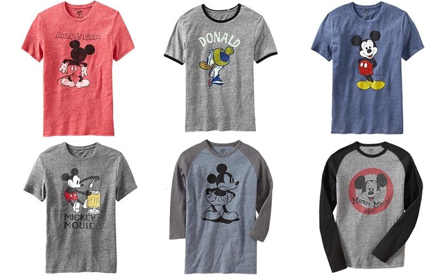 Above: The six men's T-shirts included in Old Navy's "Mickey Through The Decades" collection
