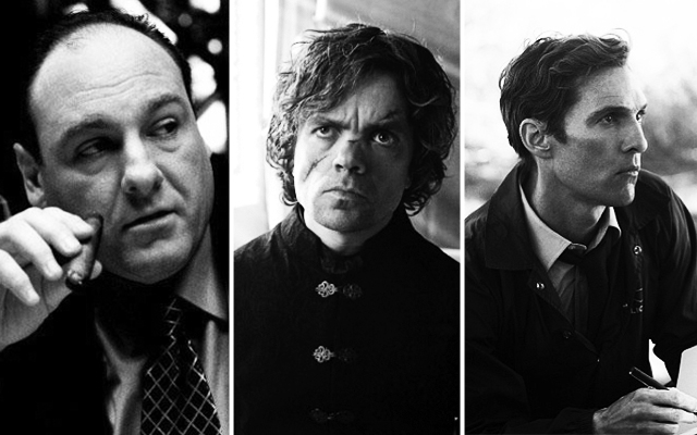 Above: James Gandolfini in The Sopranos, Peter Dinklage in Game of Thrones and Matthew McConaughey in True Detective