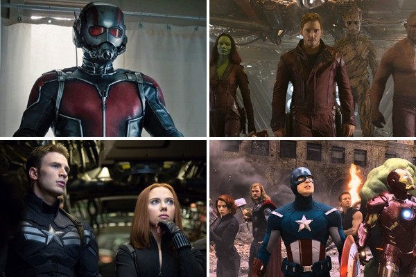 Above (clockwise): Ant-Man, Guardians of the Galaxy, the Avengers and Captain America: The Winter Soldier