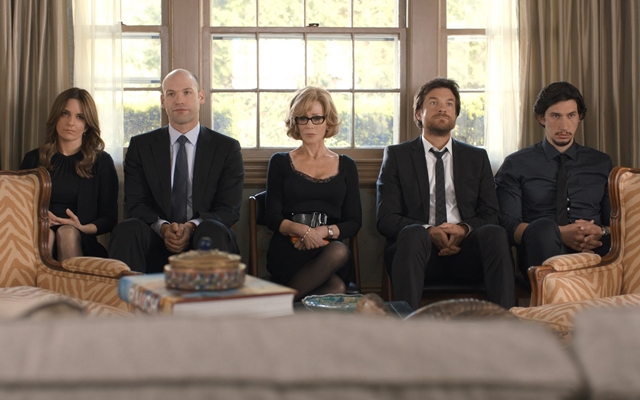 Above (l-r): Tina Fey, Corey Stoll, Jane Fonda Jason Bateman and Adam Driver star in 'This is Where I Leave You'