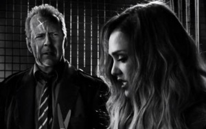 Above: Bruce Willis and Jessica Alba star in Frank Miller's 'Sin City: A Dame To Kill For'