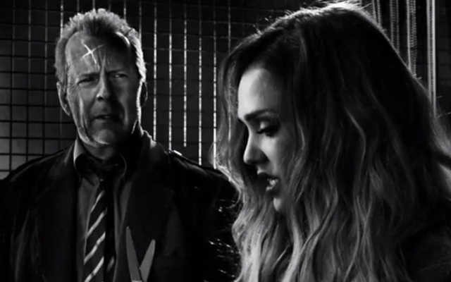 Above: Bruce Willis and Jessica Alba star in Frank Miller's 'Sin City: A Dame To Kill For'