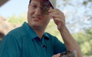 Above: Mike Dojc reviews golf snacks