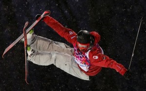 Above: Edmonton skier Mike Riddle won silver in the men's halfpipe at Sochi on Tuesday