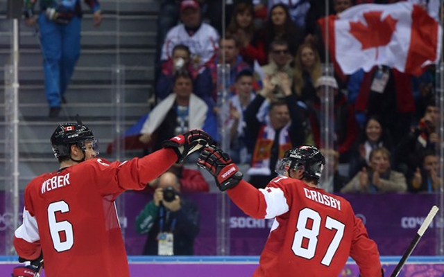 Above: Team Canada beat Norway 3-1 in Sochi Olympics hockey debut