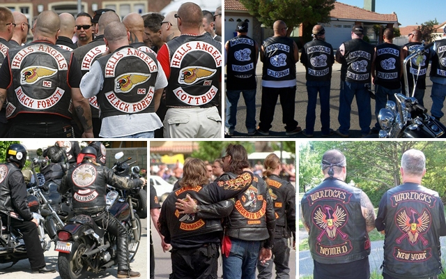 Sons in real life (clockwise): Hells Angels, Mongols, Sons of Silence, Bandidos and Warlocks