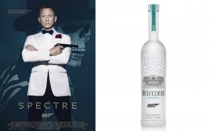 Above: 'Spectre' partners with Belvedere Vodka, changes James Bond’s signature drink to a dirty martini