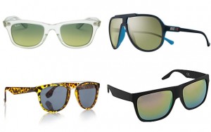Above, clockwise: Trendy sunglasses for 2014 from Ray-Ban, Nike, Topman and Aldo