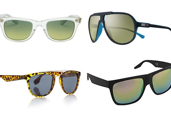 Above, clockwise: Trendy sunglasses for 2014 from Ray-Ban, Nike, Topman and Aldo