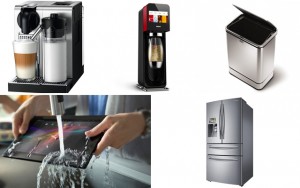 Above top (L-R): Nespresso Lattissima Pro | Mix by SodaStream | Simple Human Sensor Can | Above bottom (L-R): Sony Xperia Tablet Z: Kitchen Edition | Samsung Four Door Fridge with WIFI