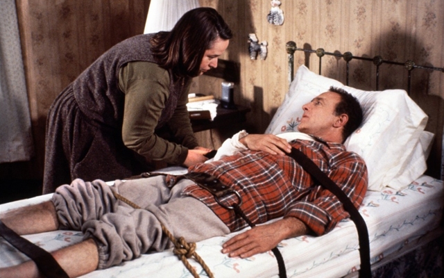 Above: Kathy Bates and James Caan in the 1990 Stephen King adaptation of Misery. Directed by Rob Reiner