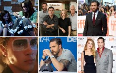 Above top (L-R): Jacob Tremblay and Brie Larson in 'Room', the cast of 'Spotlight', Jake Gyllenhaal walks the red carpet for the world premiere of 'Demolition' / Above bottom (L-R): Connor Jessup in 'Closet Monster', Tom Hardy dismisses questions about his sexuality during a TIFF press conference, and Amber Heard and Johnny Depp walk the red carpet for the premiere of 'Black Mass'