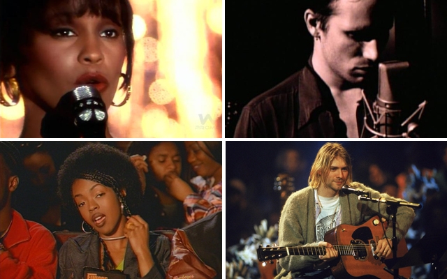 Above (clockwise): Whitney Houston, Jeff Buckley, Nirvana's Kurt Cobain and The Fugees' Lauryn Hill