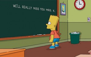 Above: Bart writes a simple condolence message on Springfield Elementary’s blackboard (Courtesy of: Fox)