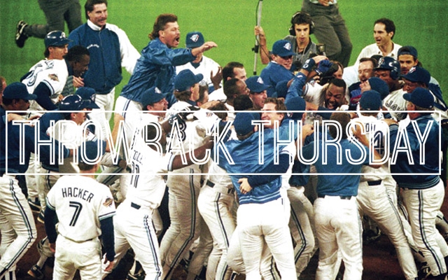 Above: Toronto Blue Jays after winning in the bottom of the 9th in Game 6 of World Series on October 23, 1993