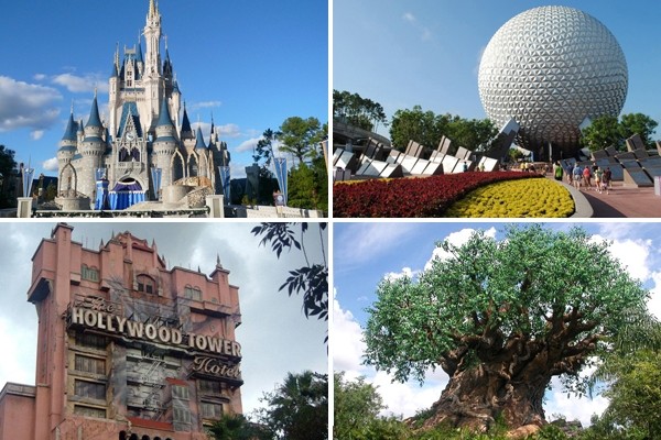 Above: Walt Disney World in Florida has 4 different theme parks: Magic Kingdom, Epcot, Disney’s Hollywood Studios, and Disney’s Animal Kingdom
