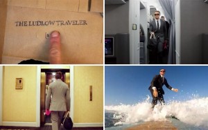 Above: Casey Neistat surfs and snowboards in J. Crew's Ludlow Traveler suit