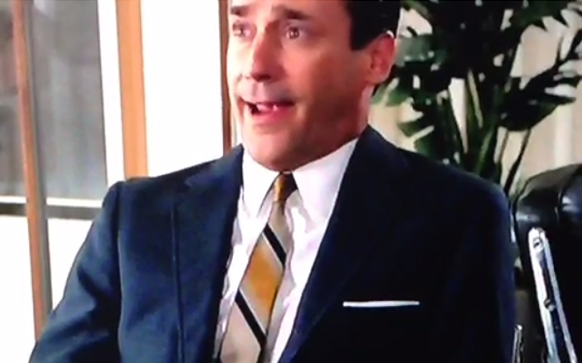Don Draper crying like a baby at Ted Chaough’s request (Screen capture: Vine)