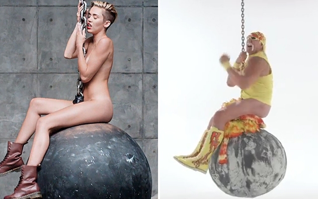 Hulk Hogan spoofs Miley Cyrus' 'Wrecking Ball' video (Screencaptures: YouTube)