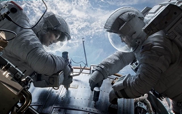 Above: Sandra Bullock and George Clooney in 'Gravity'